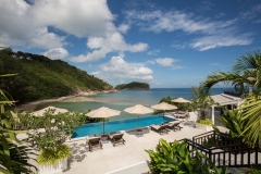 Swimming pool and view at Secret Beach Villa, a 4-6 bedroom villa with ocean and beach view located in Koh Phangan, Thailand