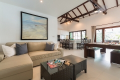 Living room at Secret Beach Villa, a 4-6 bedroom villa with ocean and beach view located in Koh Phangan, Thailand